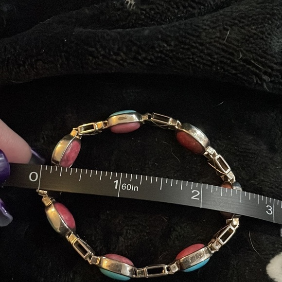 Sterling Silver Turquoise & Pink Thulite Reversible Bracelet by Jay King - Picture 12 of 15